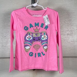 Girls Childrens Place Long Sleeve Pink Graphic Tee‎ Size XS 4 NWT Gamer Girl